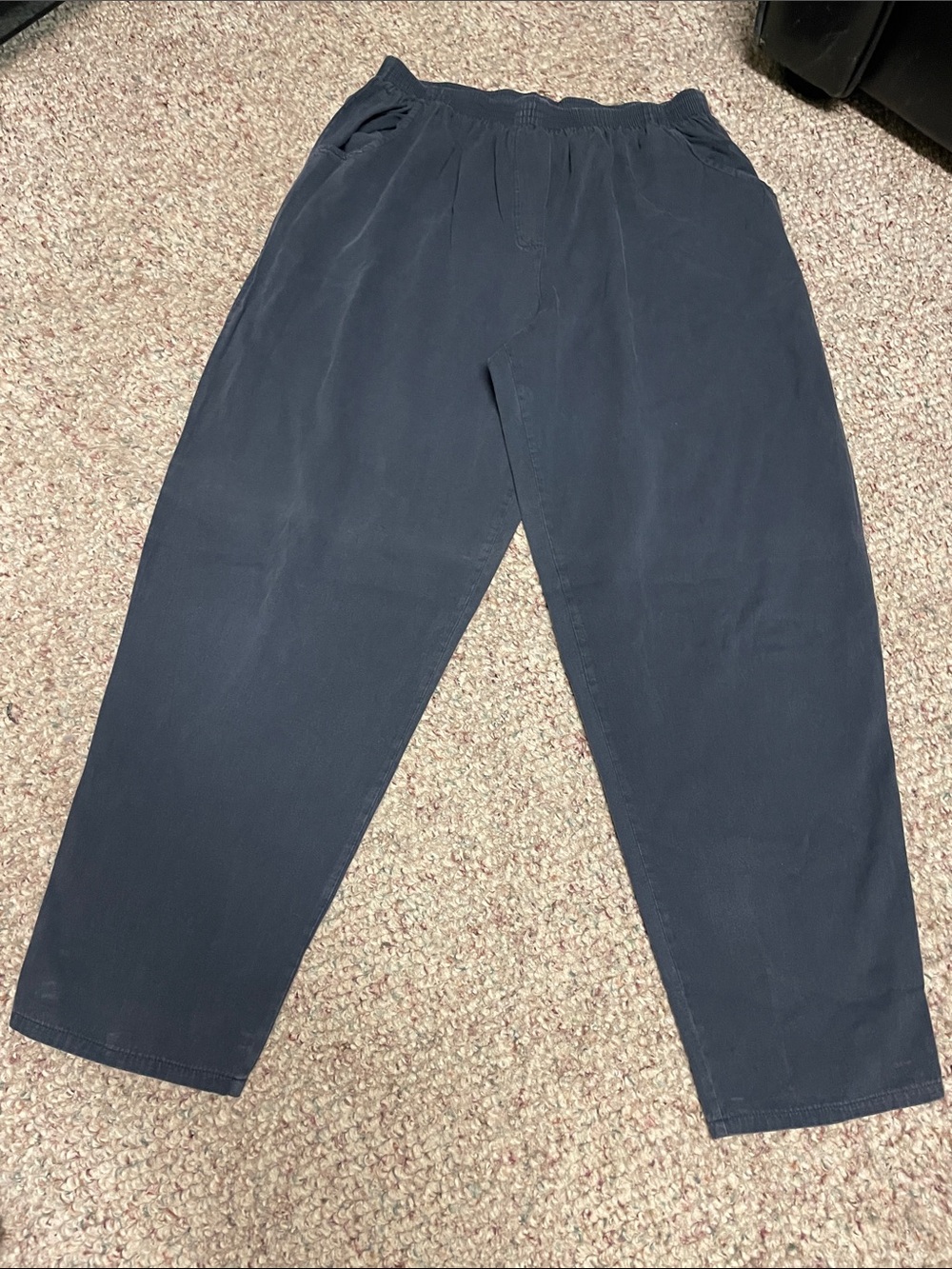 Vintage 90s ultra wide leg Casual Elastic-Waist Pants in Dark Navy